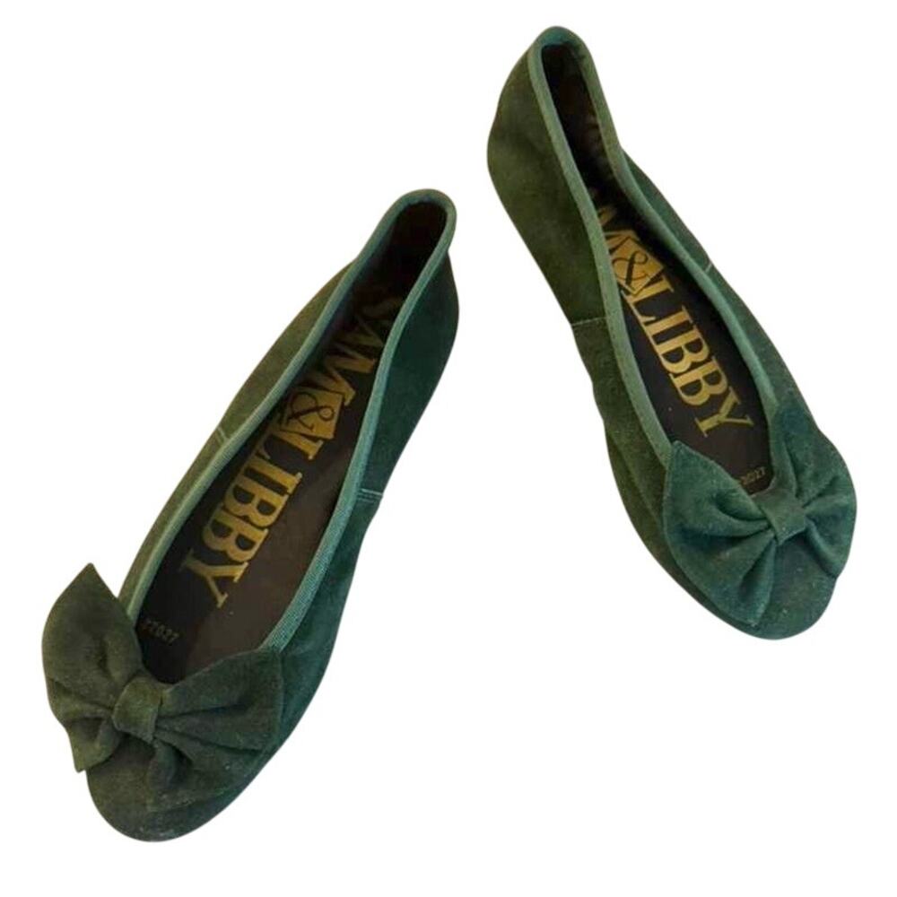 Vintage 90's Sam & Libby Ballet Flats in Forest Green Suede sz. 8.5